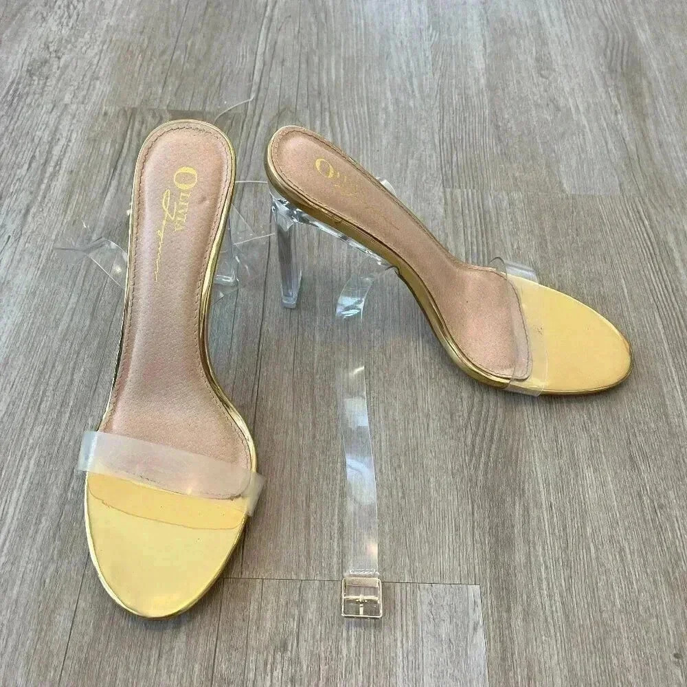 Womens Olivia Ferguson Clear Strappy Block Heels - 8.5